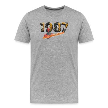 Vintage 1987 – Joystick rétro – Cool old school - T-shirt bio Premium Homme - gris chiné - Devant - Damien (186cm)