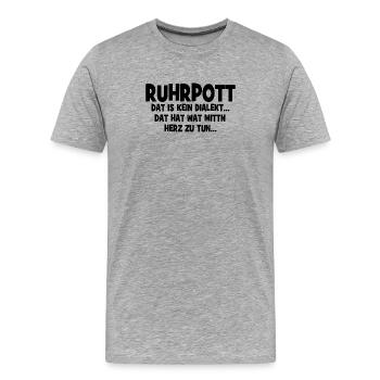 Ruhrpott - Dat hat wat mittn Herz zu tun - Männer Premium Bio T-Shirt - Grau meliert - Vorne - Damien (186cm)