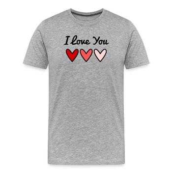 ICH LIEBE DICH. ICH LIEBE DICH. VALENTINSTAG. HERZ - Männer Premium Bio T-Shirt - Grau meliert - Vorne - Damien (186cm)