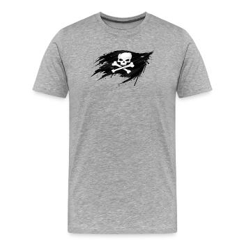 Drapeau du crâne – Symbole du pirate - T-shirt bio Premium Homme - gris chiné - Devant - Damien (186cm)