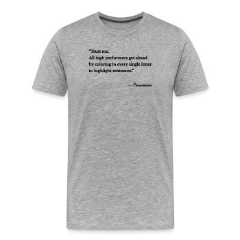 Procrastination - T-shirt bio Premium Homme - gris chiné - Devant - Damien (186cm)