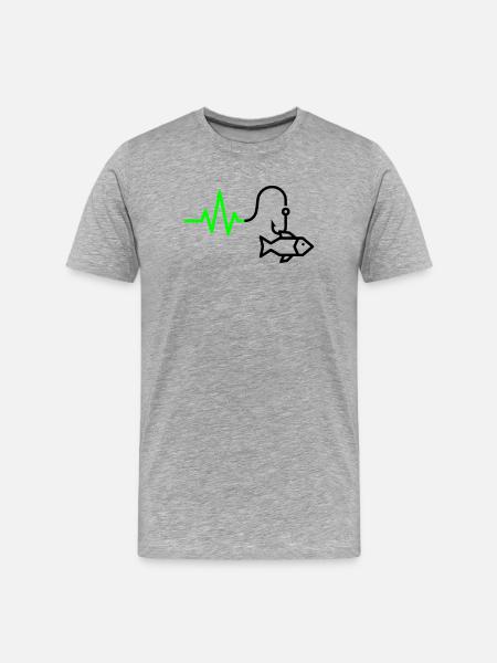 ECG Heart Rate Fish Hook Outline - Men's Premium Organic T-Shirt - heather grey