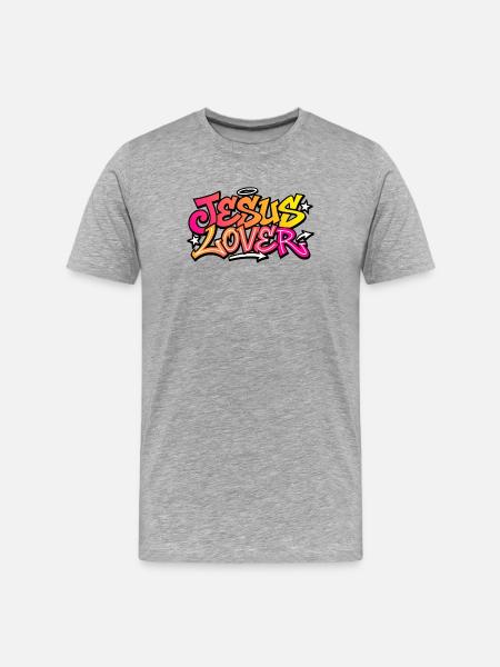 Graphisme néon Jesus Lover - T-shirt bio Premium Homme - gris chiné