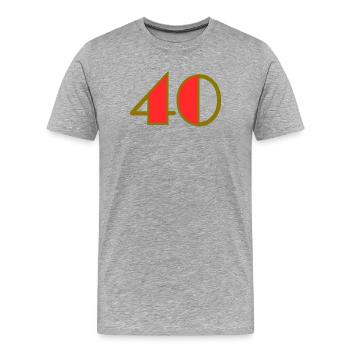 40. 40 ANS. 40e ANNIVERSAIRE. ANNIVERSAIRE 40 ANS. - T-shirt bio Premium Homme - gris chiné - Devant - Damien (186cm)