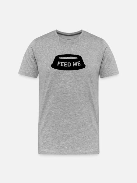 Hundenapf Feed Me Spruch - Männer Premium Bio T-Shirt - Grau meliert