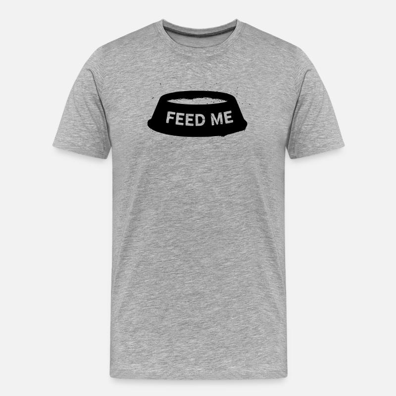 Hundenapf Feed Me Spruch - Männer Premium Bio T-Shirt - Grau meliert