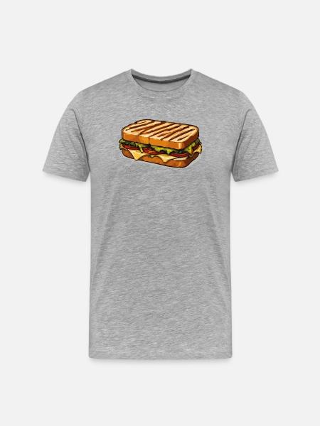 KäseSandwich Cartoon Illustration - Männer Premium Bio T-Shirt - Grau meliert
