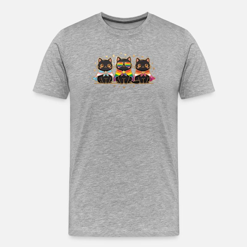 LGBTQ-Pride-Monat – Rainbow Cats - Männer Premium Bio T-Shirt - Grau meliert