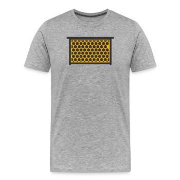 Logo de la vente de miel de l’apiculteur en nid d’abeille en nid d’abeille - T-shirt bio Premium Homme - gris chiné - Devant - Damien (186cm)