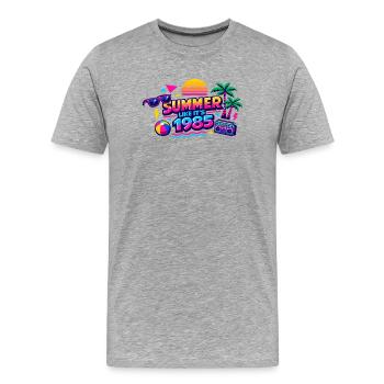 Été 1985 Retro Neon - T-shirt bio Premium Homme - gris chiné - Devant - Damien (186cm)