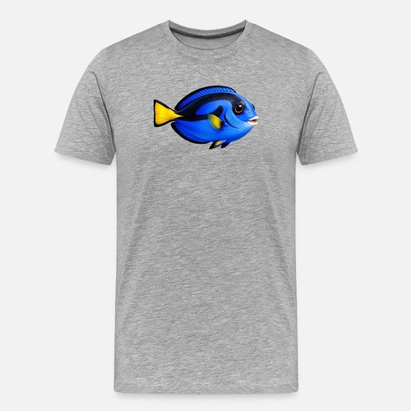 Doktorfisch bunt Meeresfisch - Männer Premium Bio T-Shirt - Grau meliert