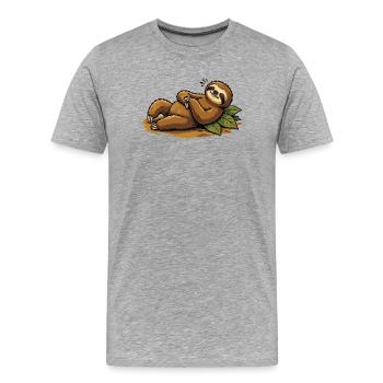 Paresseux en Repos Tropical - T-shirt bio Premium Homme - gris chiné - Devant - Damien (186cm)