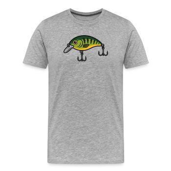 Poisson-leurre Crankbait Néon Vert - T-shirt bio Premium Homme - gris chiné - Devant - Damien (186cm)