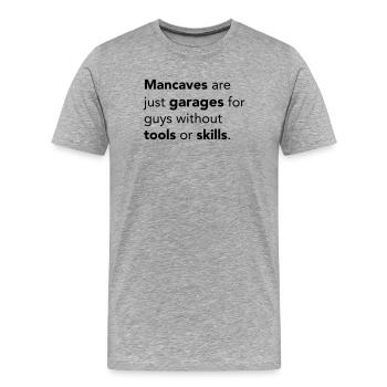 Mancaves - Männer Premium Bio T-Shirt - Grau meliert - Vorne - Damien (186cm)