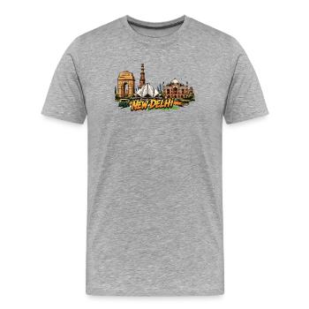 New Delhi Comic Skyline - Men's Premium Organic T-Shirt - heather grey - Front - Damien (186cm)