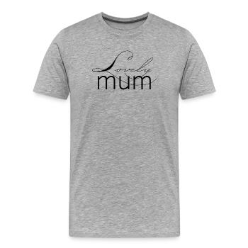 Schriftzug Lovely Mum für die liebevolle Mutter - Männer Premium Bio T-Shirt - Grau meliert - Vorne - Damien (186cm)