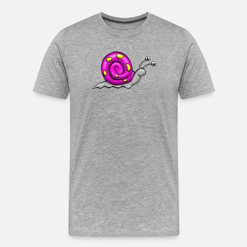 Schnecke Comic - Männer Premium Bio T-Shirt - Grau meliert