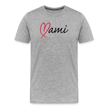 Mami Herz | Heart - T-shirt bio Premium Homme - gris chiné - Devant - Damien (186cm)