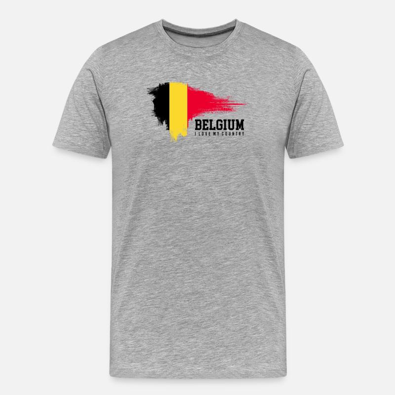 Gelber Strich Roter Spritzer - Männer Premium Bio T-Shirt - Grau meliert