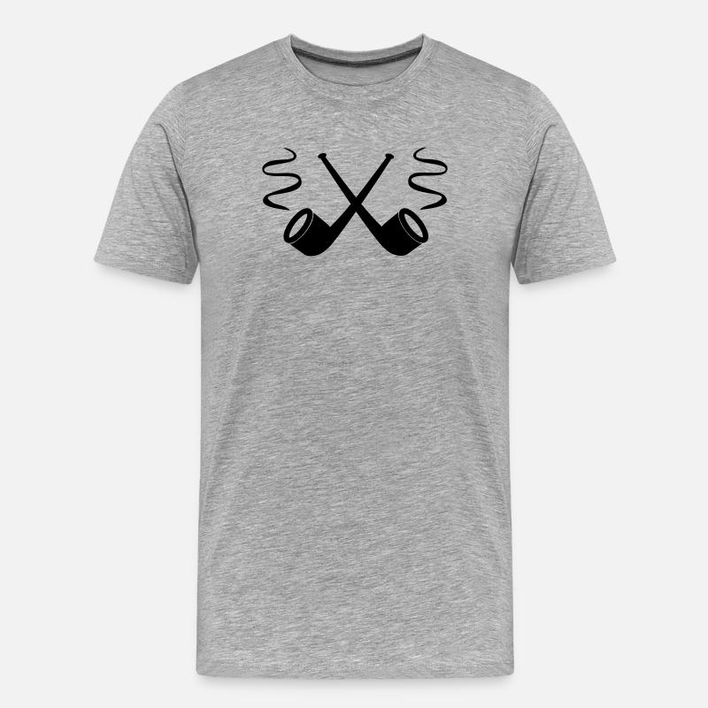 pfeifen raucher rauchen - Männer Premium Bio T-Shirt - Grau meliert