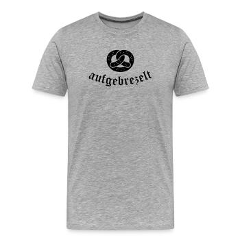 Salzbrezel „aufgebrezelt“ - Männer Premium Bio T-Shirt - Grau meliert - Vorne - Damien (186cm)