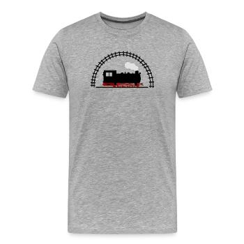 Steam locomotive rail railroad - Men's Premium Organic T-Shirt - heather grey - Front - Damien (186cm)
