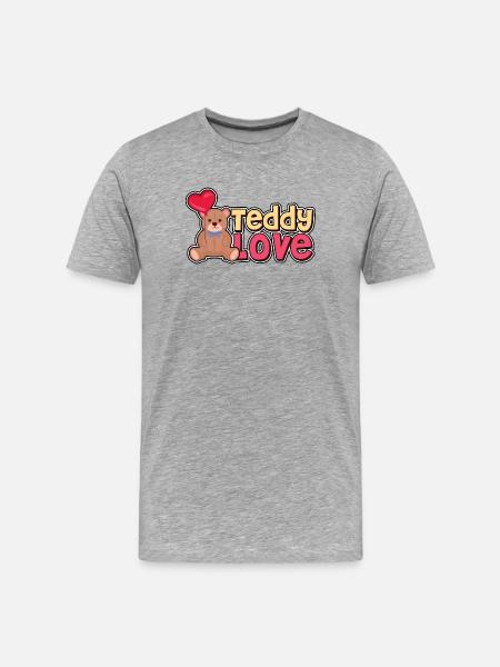 Teddy Love - Bear - Bears - Men's Premium Organic T-Shirt - heather grey