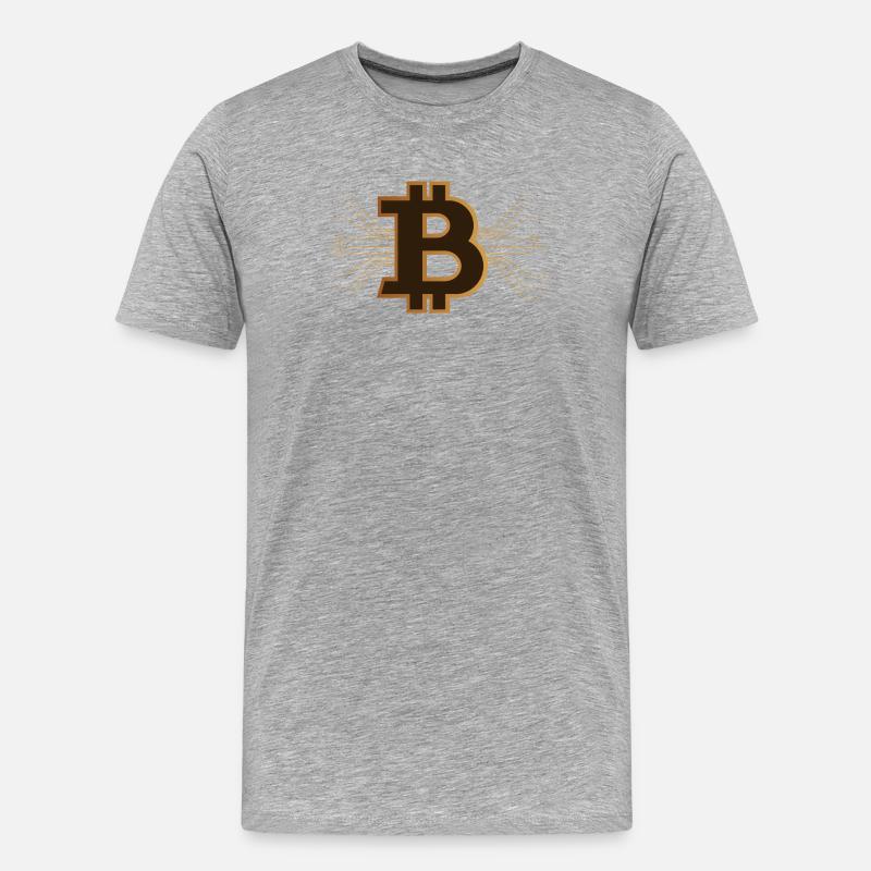 Bitcoin - Braun/Gold Kryptowährung - Männer Premium Bio T-Shirt - Grau meliert