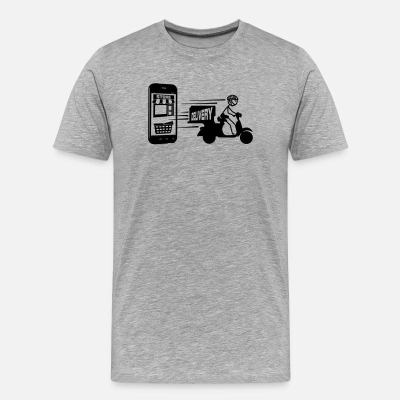 Online-Shopping und Lieferroller - Männer Premium Bio T-Shirt - Grau meliert