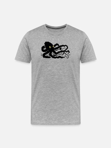 8bit pixel octopus - Men's Premium Organic T-Shirt - heather grey