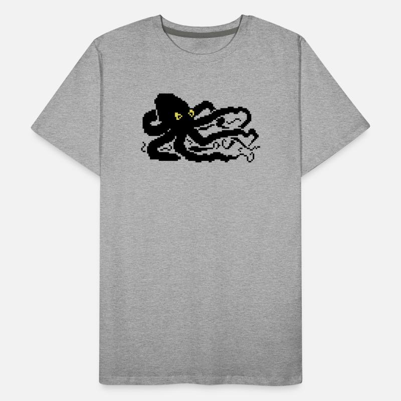 Pieuvre pixel 8 bits T-shirt bio Premium Homme