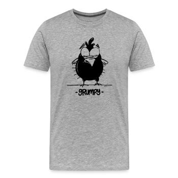 Grumpy Bird - Männer Premium Bio T-Shirt - Grau meliert - Vorne - Damien (186cm)