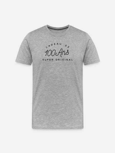 Cadeau 100 ans - T-shirt bio Premium Homme - gris chiné