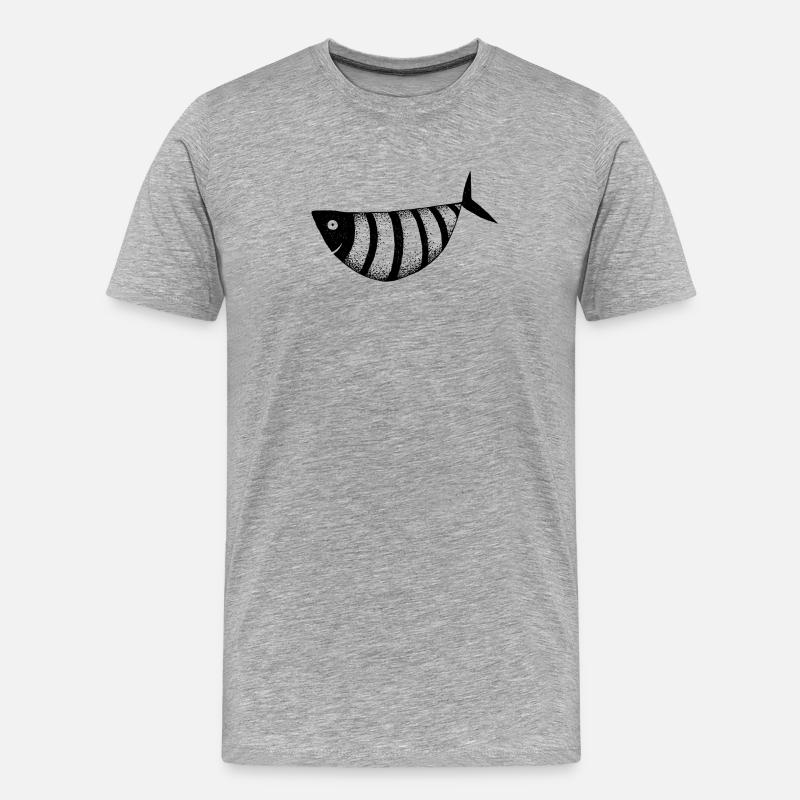 Fisch lustig - Männer Premium Bio T-Shirt - Grau meliert