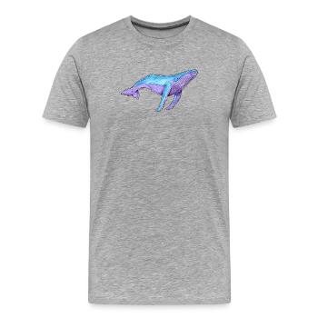 Baleine à bosse aquarelle - T-shirt bio Premium Homme - gris chiné - Devant - Damien (186cm)