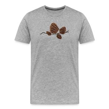 Wunderschöne Lärchenzapfen auf einem Zweig - Männer Premium Bio T-Shirt - Grau meliert - Vorne - Damien (186cm)