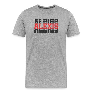 Alexis T-Shirt T-Shirt Geschenkidee gestapelter Text - Männer Premium Bio T-Shirt - Grau meliert - Vorne - Damien (186cm)