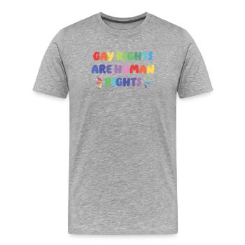 LGBT Pride Month - Gay Rights Are Human Rights - Men's Premium Organic T-Shirt - heather grey - Front - Damien (186cm)