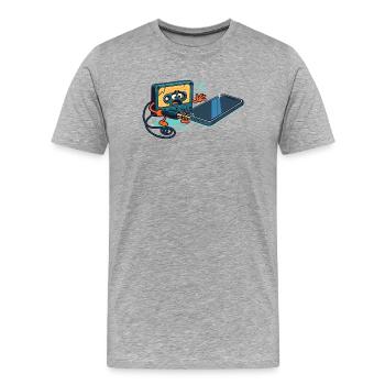 Cassette Tape vs USB Port Sarcastic Retro Joke - Men's Premium Organic T-Shirt - heather grey - Front - Damien (186cm)