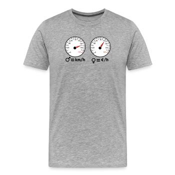 Sportlich und sparsam - Männer Premium Bio T-Shirt - Grau meliert - Vorne - Damien (186cm)