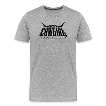 Sexy Western Rider – Texas, Rodeo & Style - Men's Premium Organic T-Shirt - heather grey - Front - Damien (186cm)
