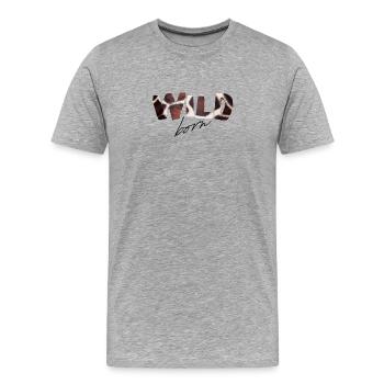 Imprimé vache née sauvage - T-shirt bio Premium Homme - gris chiné - Devant - Damien (186cm)