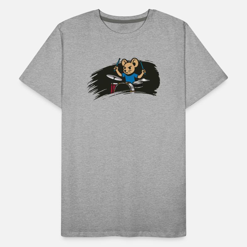 Drumming Mouse in Comic Style Men's Premium Organic T-Shirt