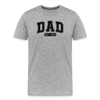 Dad est 2026 – Geschenkidee für stolze Väter  - Männer Premium Bio T-Shirt - Grau meliert - Vorne - Damien (186cm)