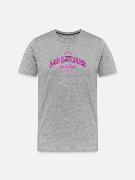 Los Angeles Neon Pink Lettering - Men's Premium Organic T-Shirt - heather grey