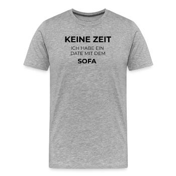 Pas le temps – je suis en rendez-vous avec le canapé - T-shirt bio Premium Homme - gris chiné - Devant - Damien (186cm)