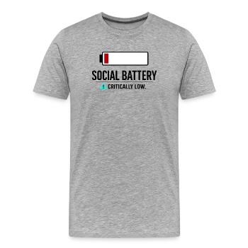 Social Battery: Critically empty - Men's Premium Organic T-Shirt - heather grey - Front - Damien (186cm)