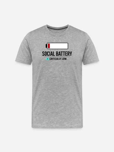 Social Battery: Critically empty - Men's Premium Organic T-Shirt - heather grey