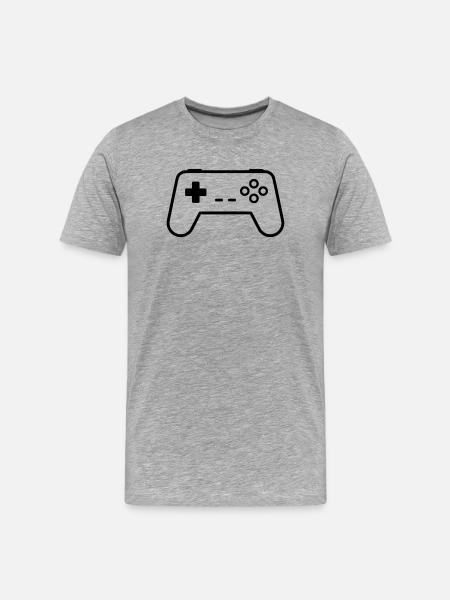 Gamepad Controller Outline Gaming Vector - Men's Premium Organic T-Shirt - heather grey