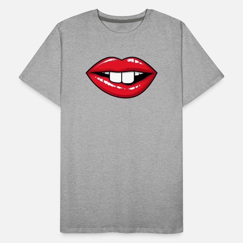 Red lips with rabbit teeth Men's Premium Organic T-Shirt